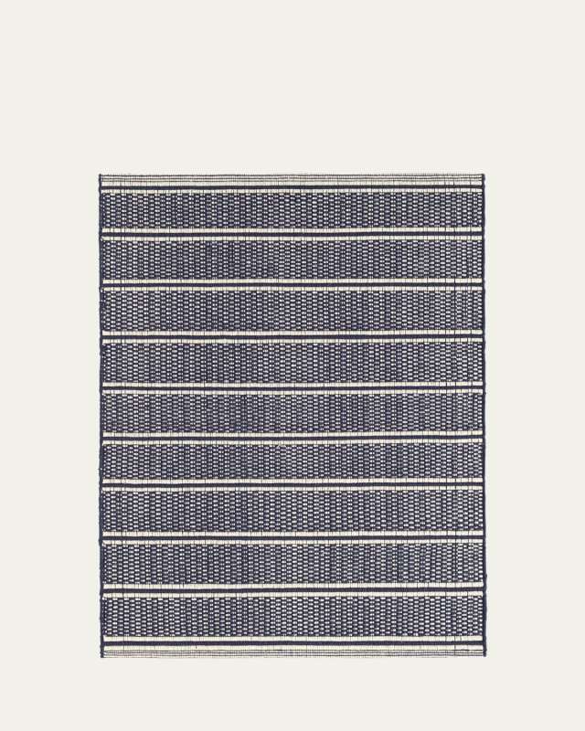 Archer Navy Handwoven Cotton Rug, 8' x 10'